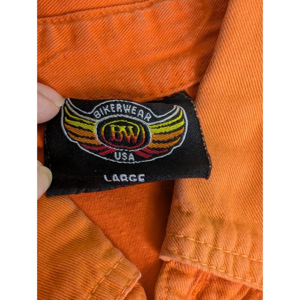 Sturgis 2014 Bikerwear USA Sleeveless Button Down Shirt L Pig Motorcycle Orange - Picture 6 of 9